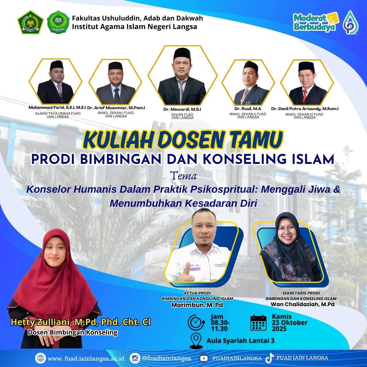 Kuliah Dosen Tamu: Konselor Humanis dalam Praktik Psikospritual Menggali Jiwa dan Menumbuhkan Kesadaran Diri