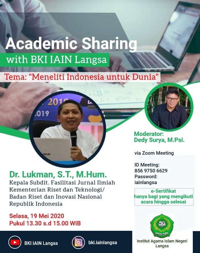 Academic Sharing with BKI IAIN Langsa: Meneliti Indonesia untuk Dunia